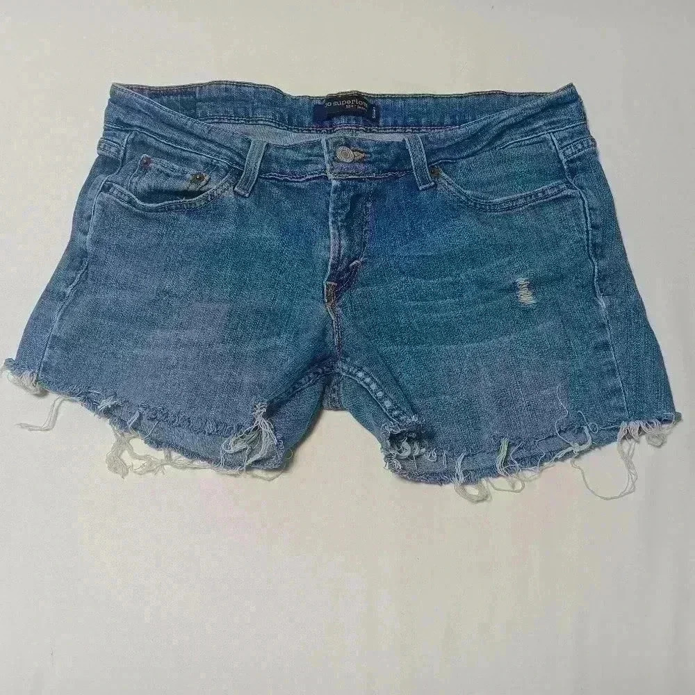 Levis 524 Distressed Too Superlow jean  shorts. Ladies size 11